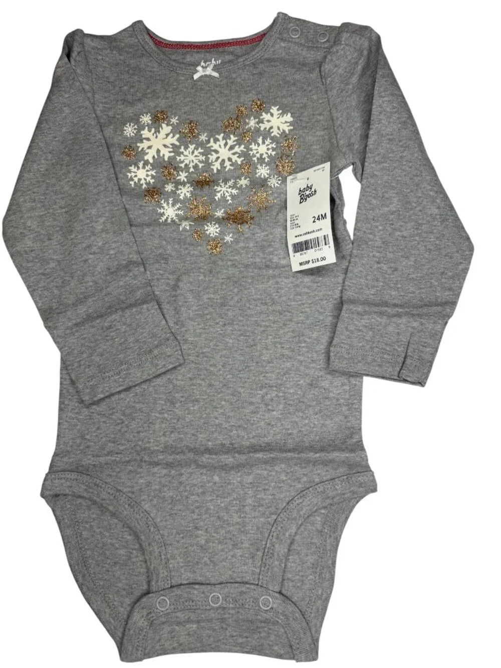 Baby B’gosh by OshKosh Girls Long Sleeve Snowflake Heart Bodysuit 24 Month